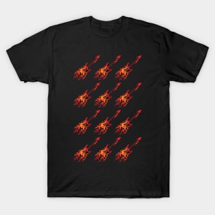 Flying Burning Guitar Illustration T-Shirt